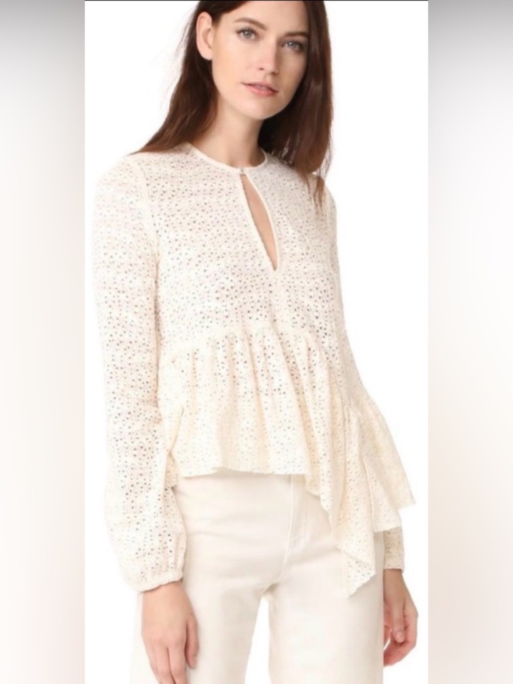 Rachel Comey Sullen Lace Blouse Natural Size 0 | Cotton Minimalist Designer